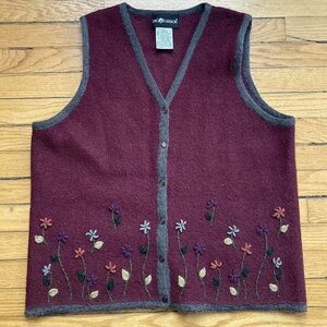 Women's Burgundy Floral Vest